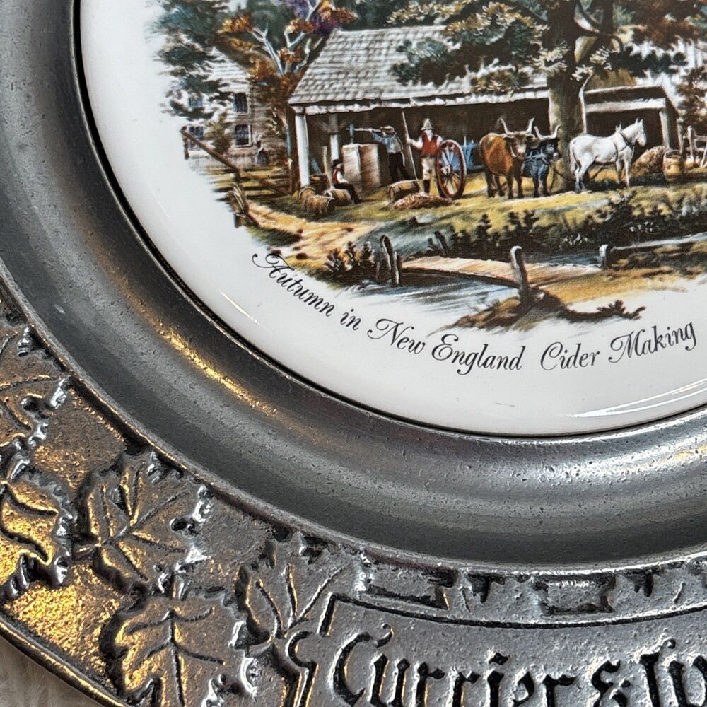 Currier & Ives Pewter Plate "Autumn In New England" - Picture 4 of 16